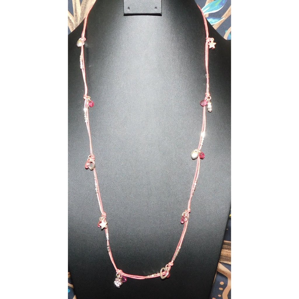 Aeropostale Preppy Pink And Silver Tone Charm Necklace 15$